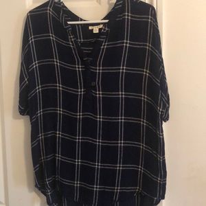 Navy Blue Short Sleeve flannel